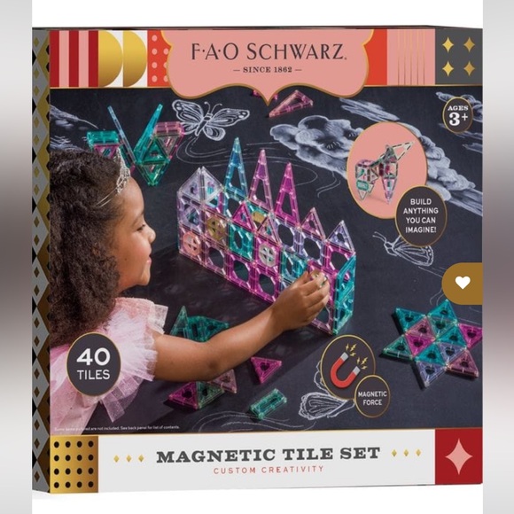 FAO Schwarz Magnetic Tile Set 40 Pieced AGES 3+ - Picture 1 of 8